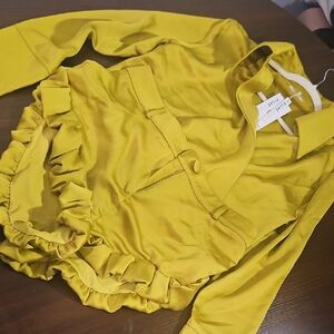 Yellow Ruffled Blouse and Skirt Set